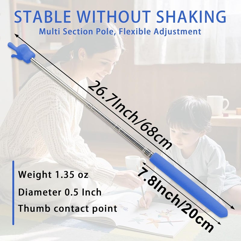LYMXsd 2PCS Pointer Stick for Classroom – Multipurpose Teacher Pointer Stick, Extendable Classroom Pointer and Finger Pointer Stick, Engaging Colors, Classroom Essentials for Effective Presentations Blue - Image 2